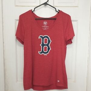 47 Women’s Red V-Neck Boston 'B' Short Sleeve Tee Like New! Never Worn!